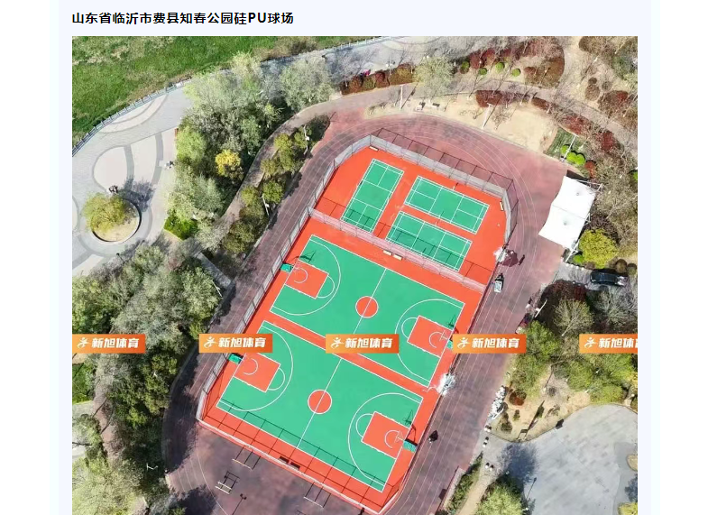 山東臨沂公園硅pu球場施工